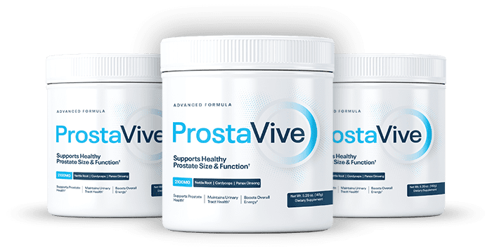Three containers of ProstaVive prostate support powder
